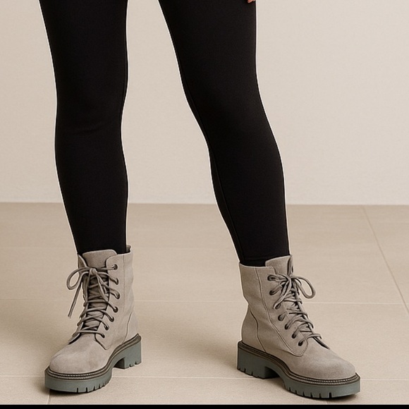 Sam Edelman Shoes - Sam Edelman Leather Gray combat boots EU39 lace up front side zipper women’s 8-9